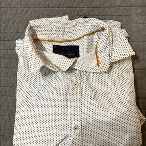 Men's White and Black Dotted Casual Shirt
